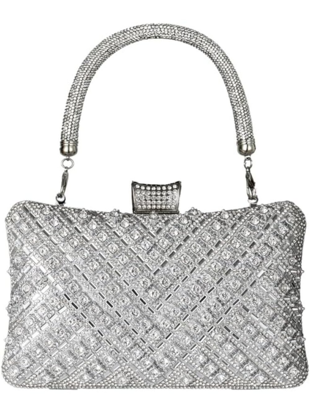 Elegant Silver Clutch Purse for Women - Dressy Rhinestone Evening Bag for